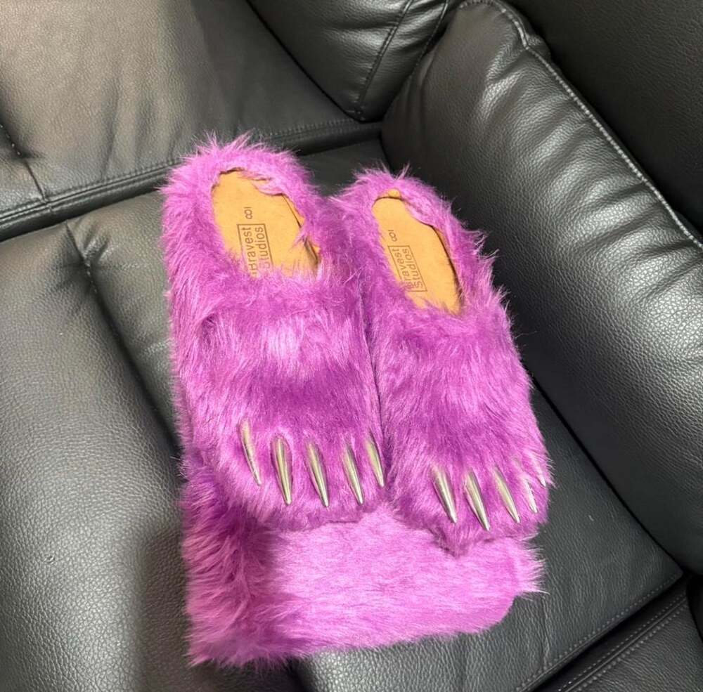 Bravest Studios Purple Bear Claw Mules with Metal Claws